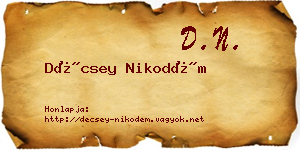 Décsey Nikodém névjegykártya
